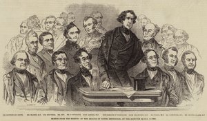 Esboço da reunião da associação da saúde das cidades, nos quartos de Hanover Square