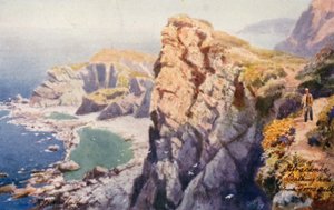 Enseadas balneares, a partir de Torrs Walk, Ilfracombe (litografia a cores)