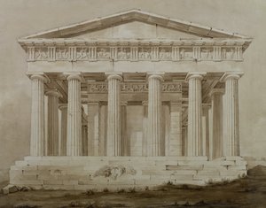 Templo de Hefesto, Atenas (sépia wc no papel) de Henry Bailey