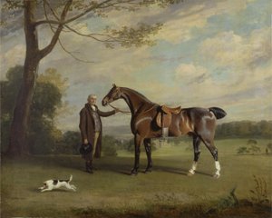 Noivo do conde de Shrewsbury segurando um caçador, c.1800 (óleo sobre tela)