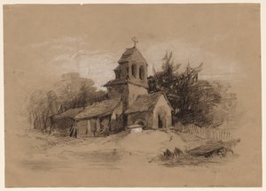 Igreja em uma paisagem, do século XIX. de Henry Bright