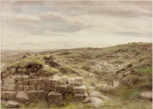Housesteads, c.1848 (lápis e aquarela sobre papel) de Henry Burdon Richardson