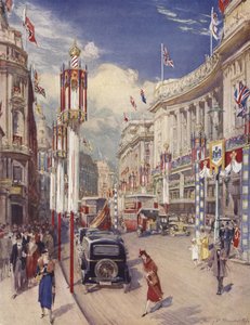 Regent Street olhando para Oxford Circus, Londres (cor litho)