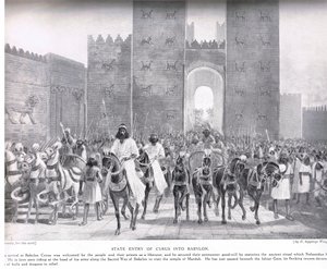 Entrada de Ciro na Babilônia, ilustração da "História das Nações de Hutchinson" de Henry Charles Seppings Wright