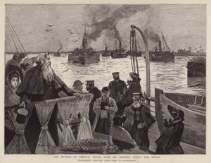 O General William Booth, fundador britânico do Exército de Salvação, chega a Southampton após sua turnê mundial. de Henry Charles Seppings Wright