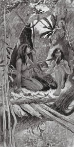 Habitantes das árvores chinesas pré-históricas (litografia) de Henry Charles Seppings Wright