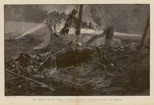 Salvamento de afogados durante o naufrágio do SS Utopia, Gibraltar (gravura) de Henry Charles Seppings Wright