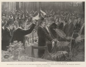 O banquete para M Santos Dumont no Hotel Metropole, 25 de novembro, recepção entusiasta da Aeronauta Brasileira de Henry Charles Seppings Wright