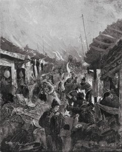 O saque de Pequim pelo rebelde Li (litografia) de Henry Charles Seppings Wright