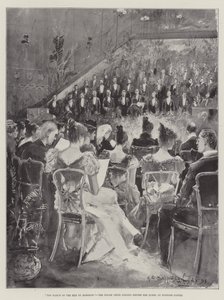 A Marcha dos Homens de Harlech, o Coro Galês Cantando antes da Rainha no Castelo de Windsor de Henry Charles Seppings Wright