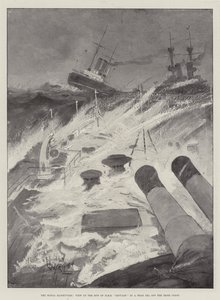 As manobras navais, vista do arco de HMS repulse em um mar de cabeça fora da costa irlandesa