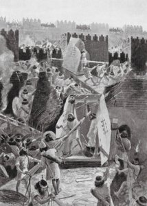 Os persas a invadir a cidadela da Babilónia (litografia) de Henry Charles Seppings Wright
