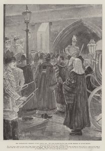 A Cerimônia de Proclamação dentro de Temple Bar, o Lord Mayor lendo a Carta trazida por Rouge Dragon de Henry Charles Seppings Wright