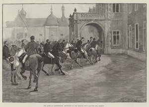 A rainha em Sandringham, senhores da Caça Norfolk saudando Sua Majestade de Henry Charles Seppings Wright