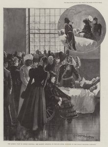 Visita da Rainha ao Hospital Netley, Sua Majestade falando com a Private Lever, ferida na Campanha da Fronteira Indiana de Henry Charles Seppings Wright