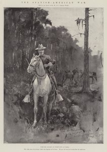A Guerra Hispano-Americana, com a Cavalaria de Picket Duty em Tampa (gravura) de Henry Charles Seppings Wright