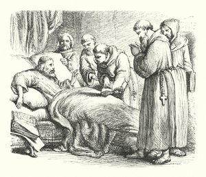Wycliffe no seu leito de morte (gravura)