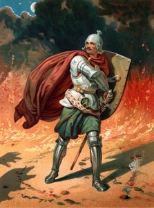 "Cristão, o peregrino do título, em combate com Apollyon, o Destruidor, o Anjo do Poço Sem Fundo"