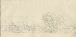 Lichfield - Vista à distância: desenho a caneta, nd [1788-1855] (desenho) de Henry Curzon Allport