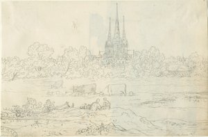 Catedral de Lichfield - Vista Leste: desenho a tinta e caneta, 20 Jun [c 1820] (desenho)