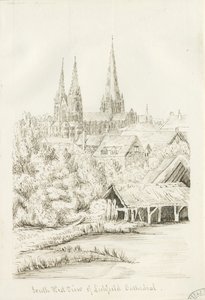 Catedral de Lichfield - Vista sudoeste: desenho a caneta, nd [ 1788-1855] (desenho)