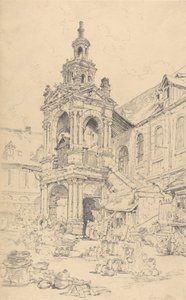 O alpendre da Halle da Haute Vielle Tour, Rouen de Henry Edridge