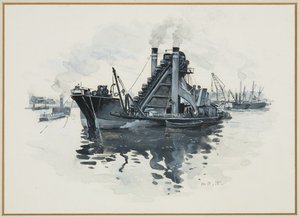 Uma draga nas docas de Salford de Henry Edward Tidmarsh
