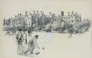 Cheadle Asylum a partir do Bowling Green de Henry Edward Tidmarsh
