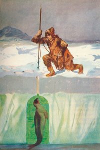 Esquimóico prestes a lançar um selo através do seu buraco respiratório, c1927, 1928 de Henry Evison
