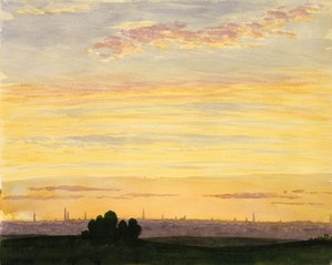 Cidade e Pôr do Sol, .