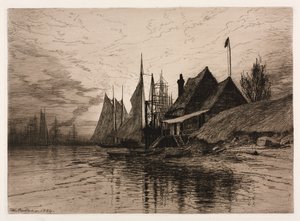 Noite, porto de Nova York, 1884. de Henry Farrer