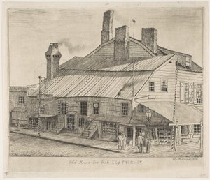 Casa antiga, esquina de Peck Slip e Water Street, de «Cenas da antiga Nova Iorque» de Henry Farrer