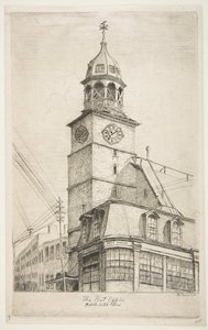 The Post Office, Igreja Holandesa do Meio das Cenas da Velha Nova York, 1870. de Henry Farrer