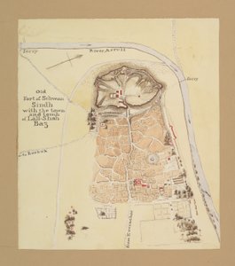 Antigo Forte de Sehwan, Sindh (tinta e aquarela sobre papel) de Henry Francis Ainslie