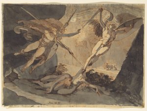 Satanás começa com o toque de Ithuriels Spear, 1776. de Johann Heinrich Füssli