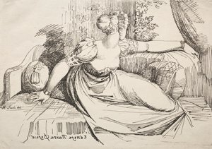 Espécimes de poliautografia: mulher em um sofá. de Johann Heinrich Füssli