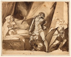 A Descoberta (frente), Dois esboços de figuras masculinas em pé (verso)