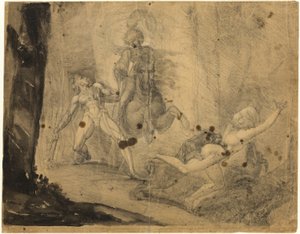 Theodore encontra na floresta o espectro de seu antepassado Guido Cavalcanti, perseguindo com mastins sua antiga amante desdenhosa de Johann Heinrich Füssli