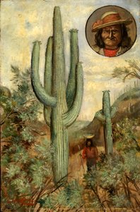 Paisagem de cactos com retrato de Jerónimo