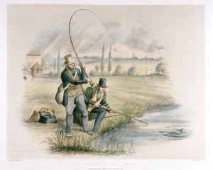 Jack Fishing, Lea Bridge, de um conjunto de seis imagens de &39;Angling&39; (litografia colorida à mão)