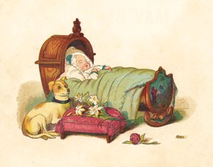 A Princesa Victoria a dormir no seu berço (cor litho)