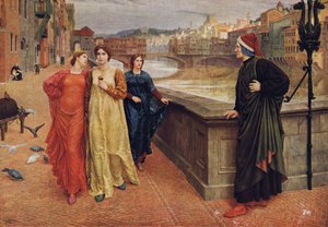 Dante e Beatrice, de "As maiores pinturas do mundo" publicado pela Oldham&39;s Press em 1920