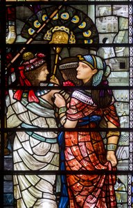 Catedral de Durham, oficina de Holday, feriado de Henry, Moses deixando o detalhe do Tribunal de Faraó, 1895 de Henry Holiday