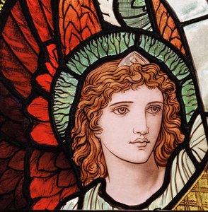 Grasmere, St Oswald, James Powell e filhos, Henry Holiday, ministrando anjos, detalhe, 1893 de Henry Holiday