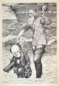 Apoiando cada homem no topo da maré, de A Caça do Snark, uma Agonia em Oito Seis, de Lewis Carroll, pub. 1876 de Henry Holiday