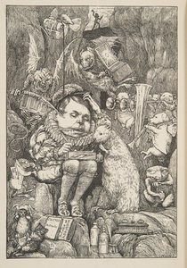 O Castor trouxe papel, pasta e canetas, de A Caça do Snark, uma Agonia em Oito Fits, de Lewis Carroll, pub. 1876 de Henry Holiday