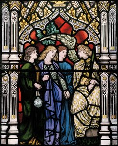 As Três Marias e um Anjo, 1865 (vitral) de Henry Holiday