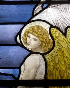 Wolsingham, St Mary e St Stephen, James Powell e filhos, Henry Holiday, Jacobs Ladder, detalhes de anjo, 1881 de Henry Holiday