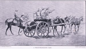 Um carrinho de telégrafo de campo, de After Pretoria: The War Guerilla publicado por Harmsworth Bros Limited, 1901 de Henry Inglis Jodrel Sheldon Williams