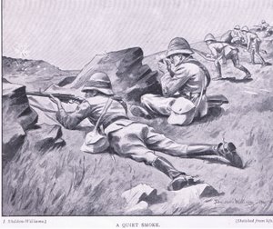 Um fumo calmo, de After Pretoria: The Guerilla War publicado pela Harmsworth Bros Limited de Henry Inglis Jodrel Sheldon Williams
